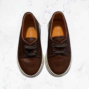 Cat & Jack Toddler Boys Brown Leather Boat Shoes  Sz 6